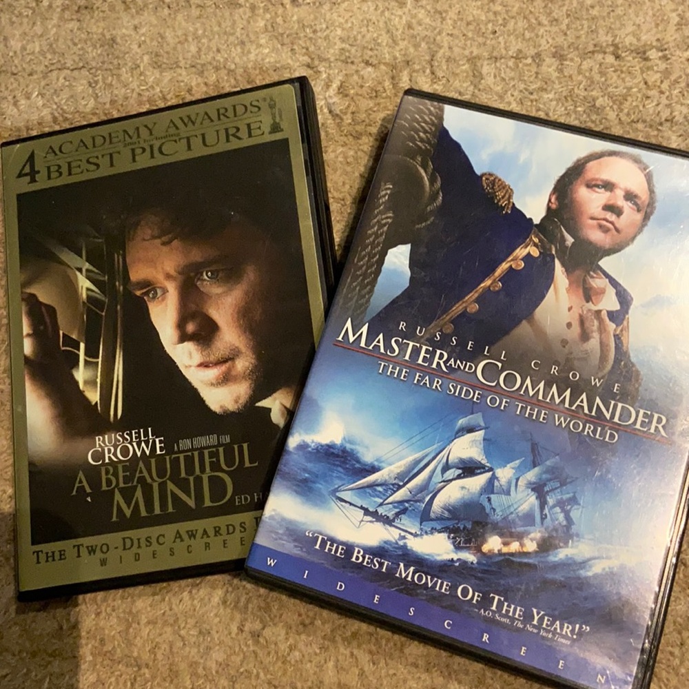 Bundle of Russell Crowe DVDs - Master and Commander, A Beautiful Mind